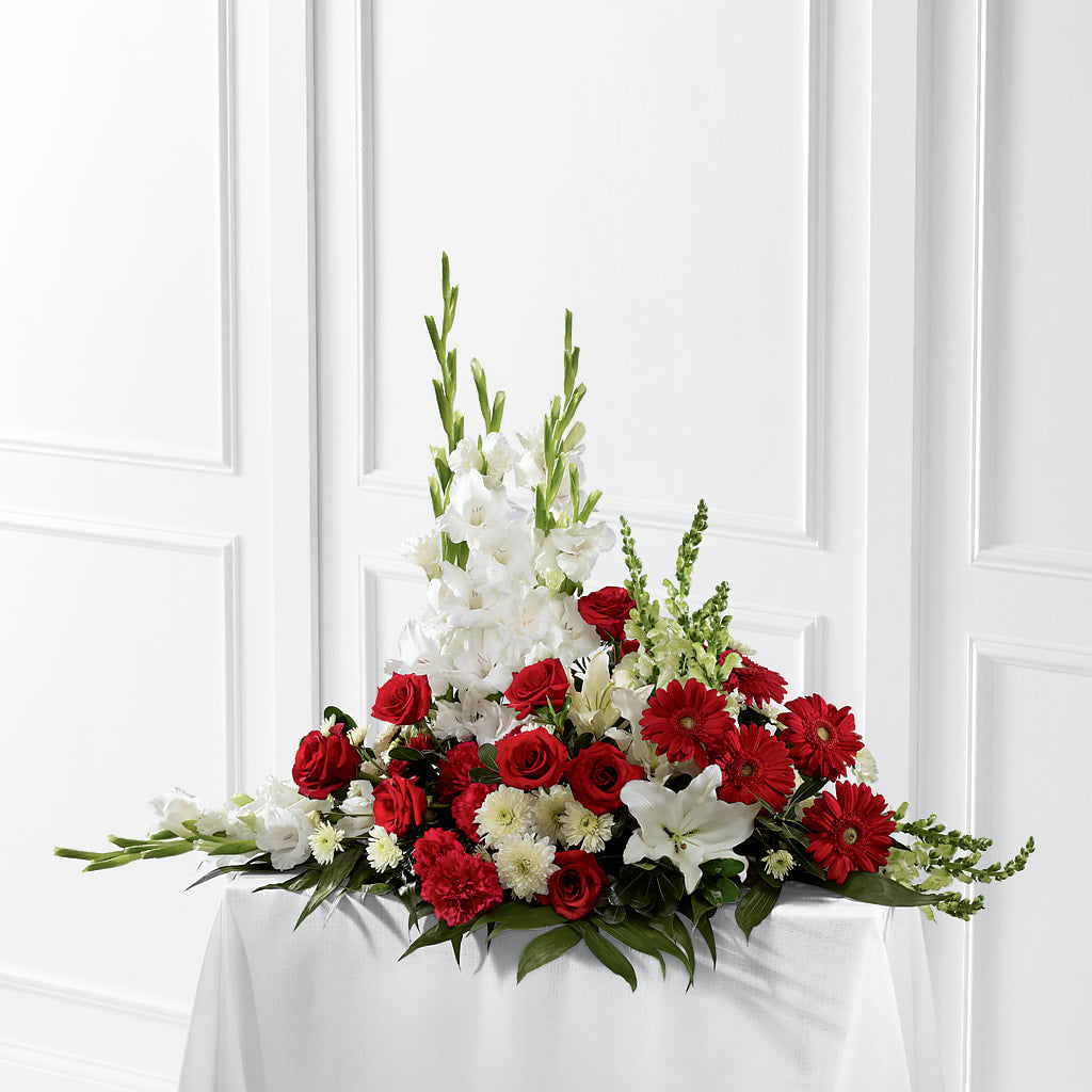 Crimson & White Arrangement – D Florals, Jacksonville FL