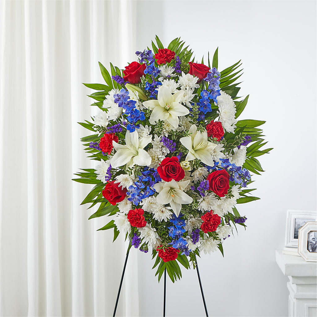 Cherished Service Standing Spray – D Florals, Jacksonville FL