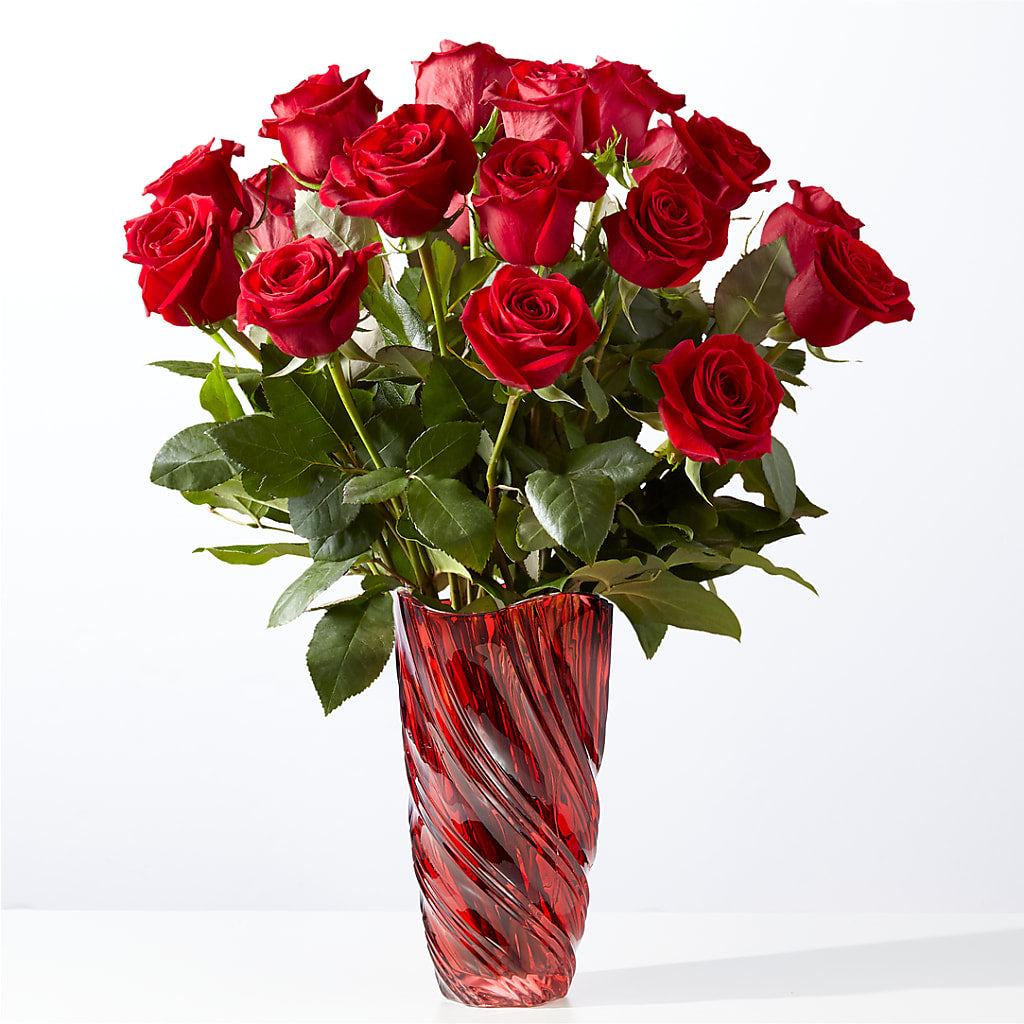 Classic Love Red Rose Bouquet with Luxe Swirl Vase – D Florals, Jacksonville FL