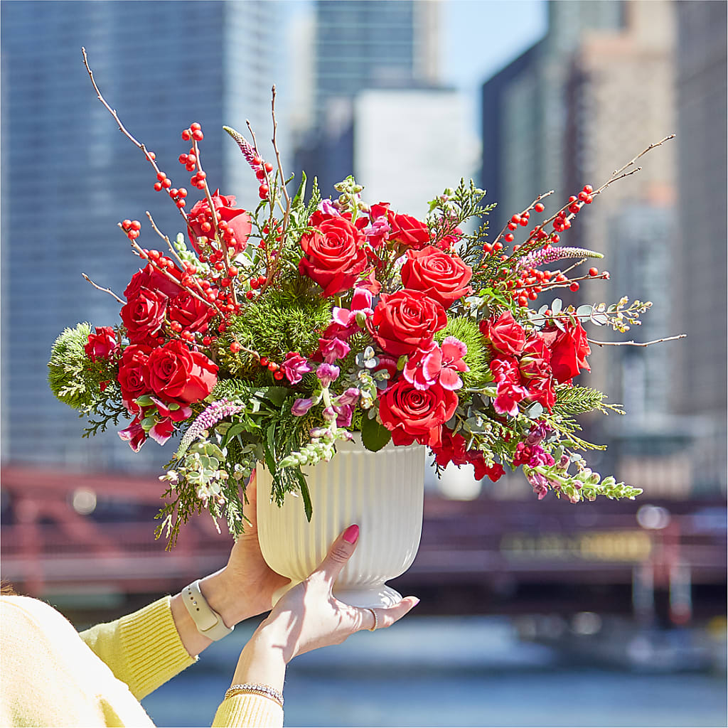 Big Red Bow Bouquet –  D Florals, Jacksonville FL