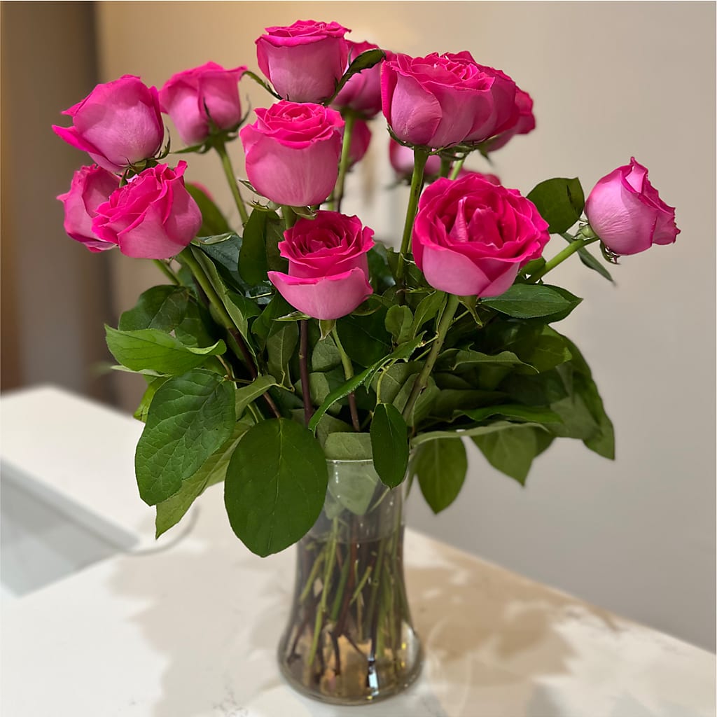 Long Stem Pink Rose Bouquet –  D Florals, Jacksonville FL