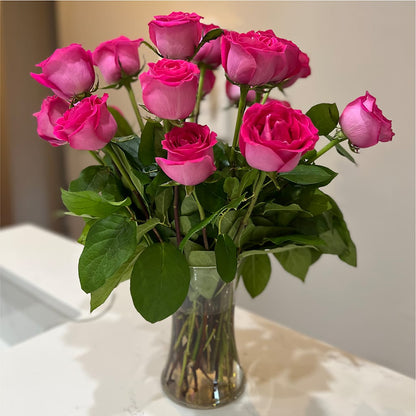 Long Stem Pink Rose Bouquet –  D Florals, Jacksonville FL